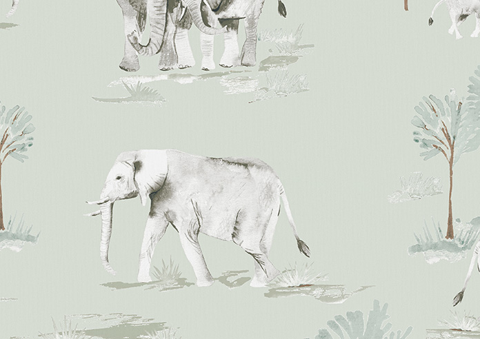 Elephant Herd, Pasture - Roller Blind - Image 6